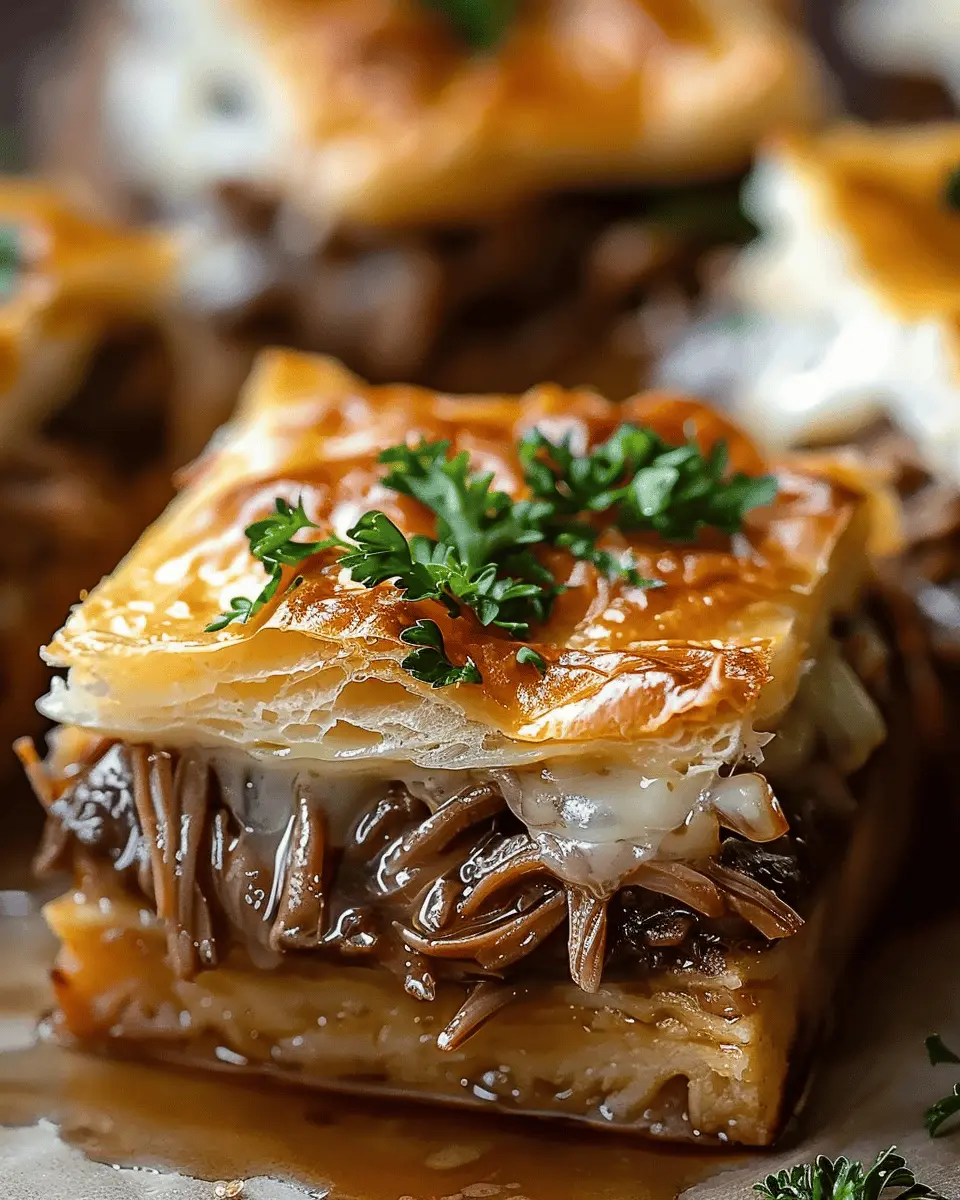 French Dip Squares: Indulgent Comfort Food with Turkey Bacon