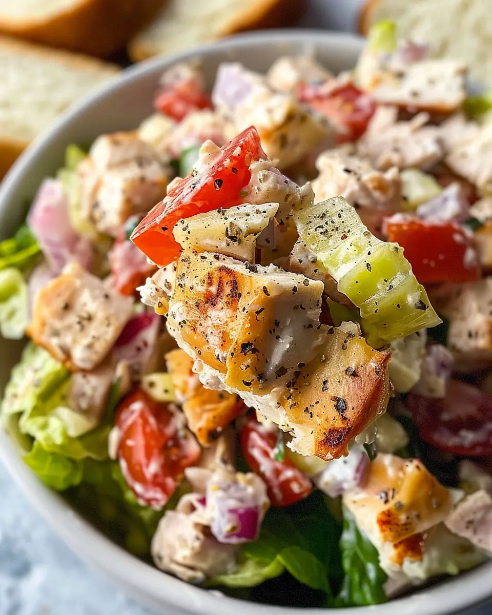 Italian Grinder Chicken Salad with Turkey Bacon for a Fresh Twist