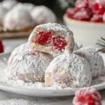 Raspberry Almond Snowball Cookies