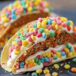 Fruity Pebbles Cheesecake Tacos