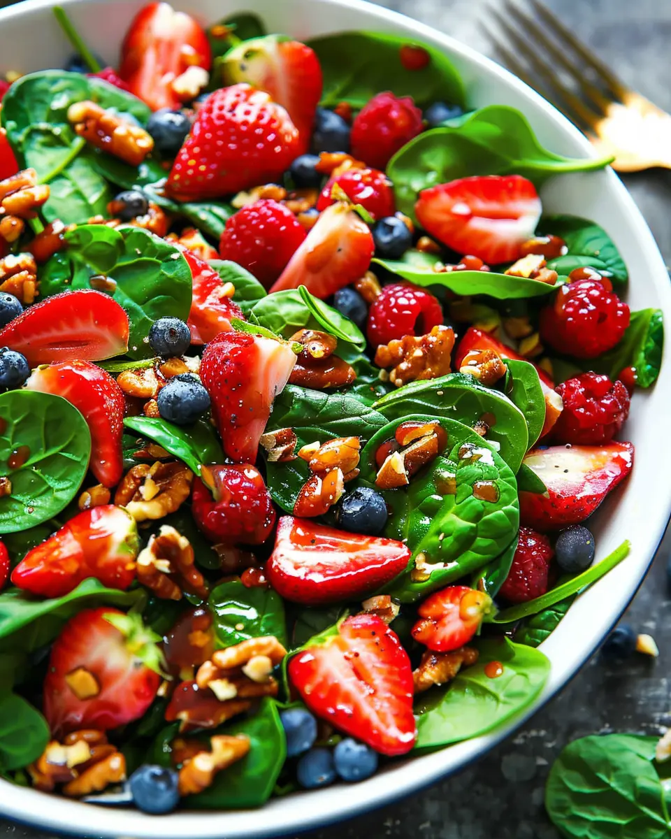 15-Minute Strawberry Spinach Salad with Turkey Bacon Delight