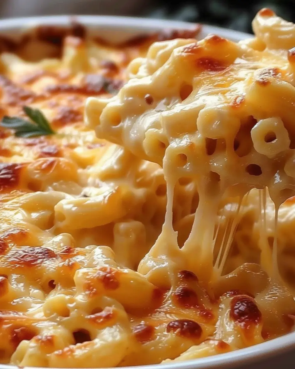 Mac and Cheese Made Indulgent with Turkey Bacon and Chicken Ham