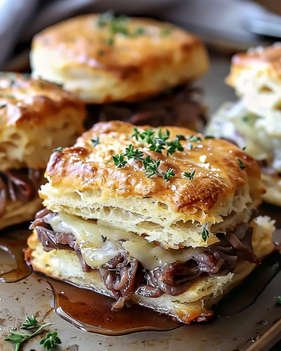 Baked French Dip Biscuits Recipe: Indulgent Turkey Bacon Delight