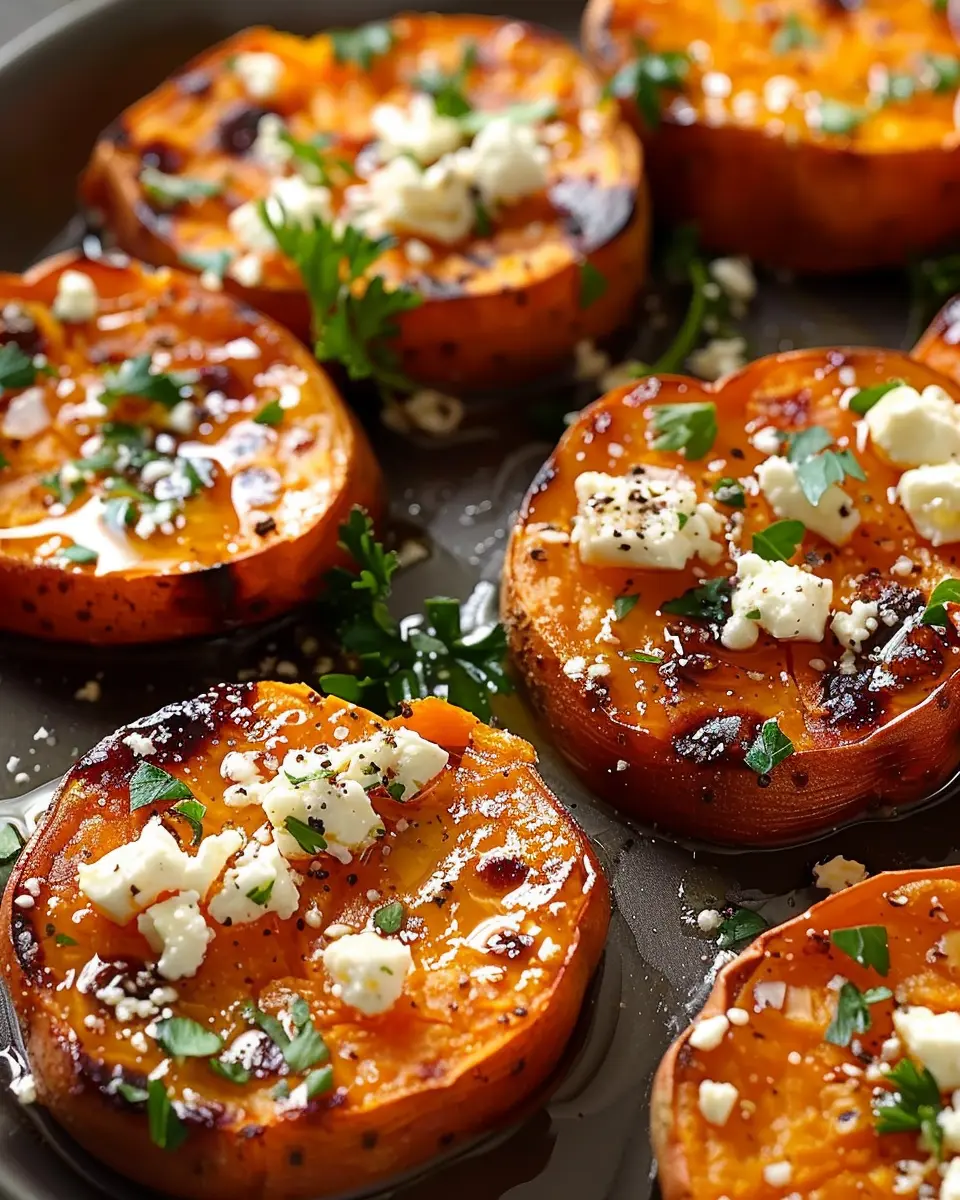 Roasted Sweet Potato Rounds with Honey &amp; Feta: The Best Snack