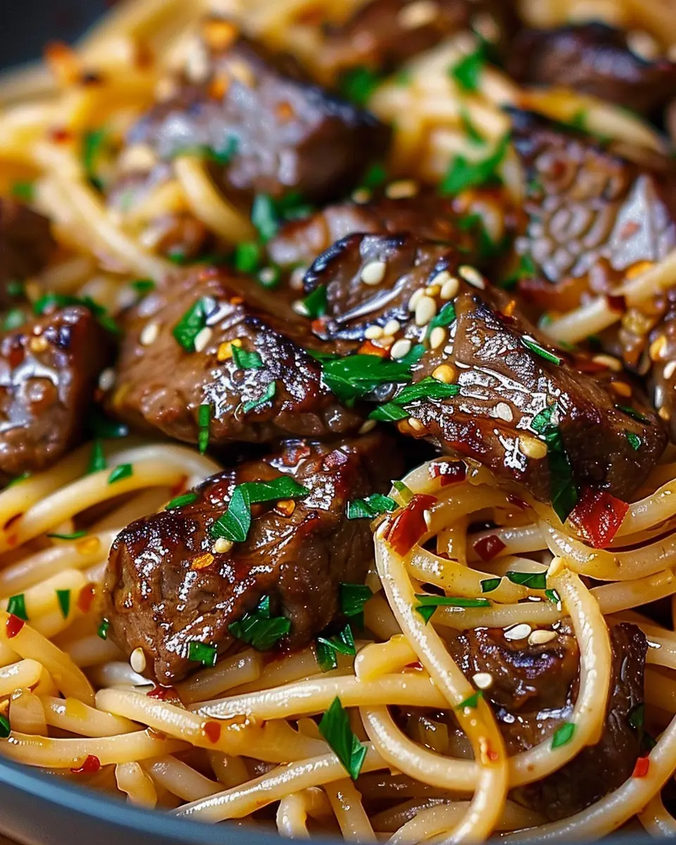 Sweet and Spicy Garlic Steak Pasta: A Bold, Flavorful Delight