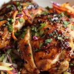 Sticky Apple Cider Chicken with Crisp Autumn Slaw
