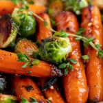Crispy Maple Glazed Carrots and Brussel Sprouts