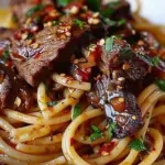 Sweet and Spicy Garlic Steak Pasta