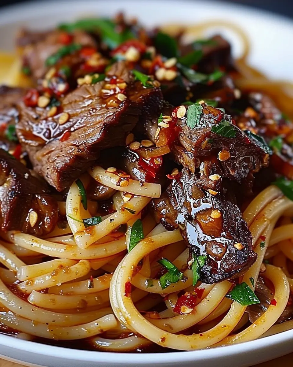 Sweet and Spicy Garlic Steak Pasta: A Delicious Homemade Delight