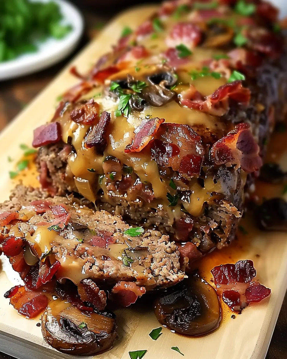Swiss Turkey Bacon Mushroom Meatloaf: Juicy Comfort Food Delight
