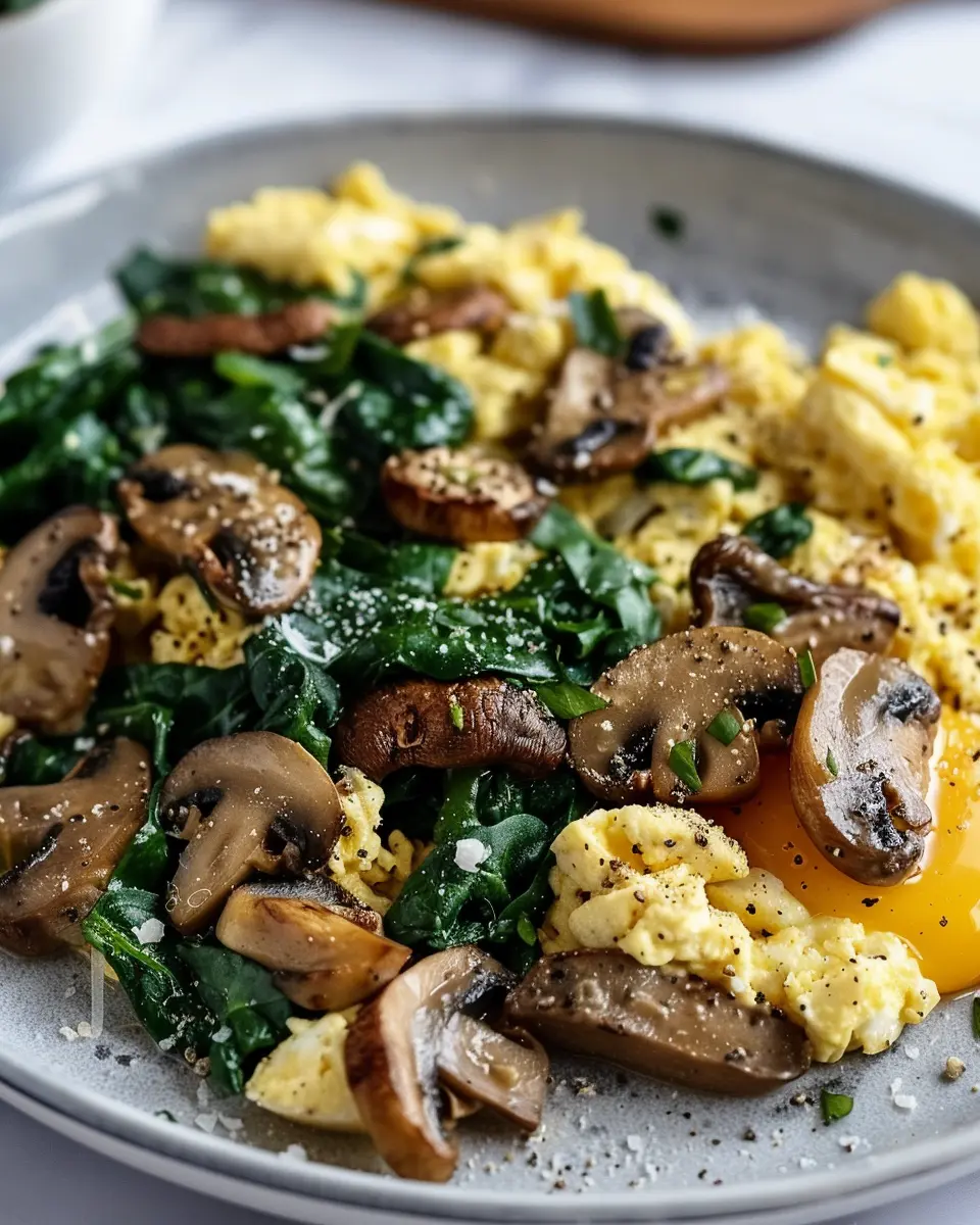 10-Minute Mushroom Spinach Scrambled Eggs: A Delicious High-Protein Boost