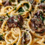 Creamy Cowboy Butter Linguine with Steak Bites & Spinach Recipe