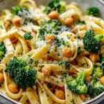 Broccoli Chickpea Pasta with Garlic Olive Oil