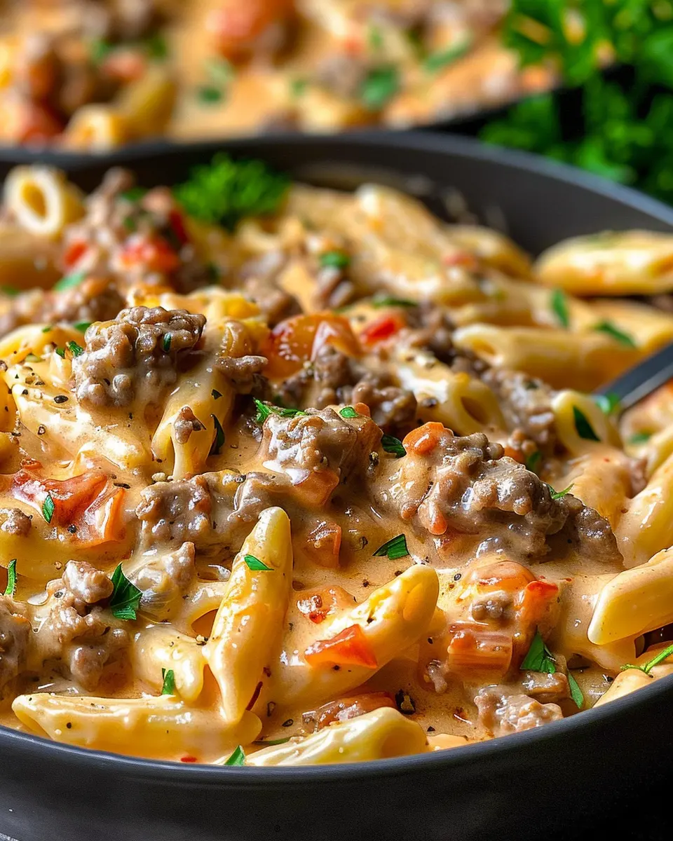 High Protein Creamy Beef Pasta with Turkey Bacon Delight