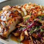 Sticky Apple Cider Chicken with Crisp Autumn Slaw