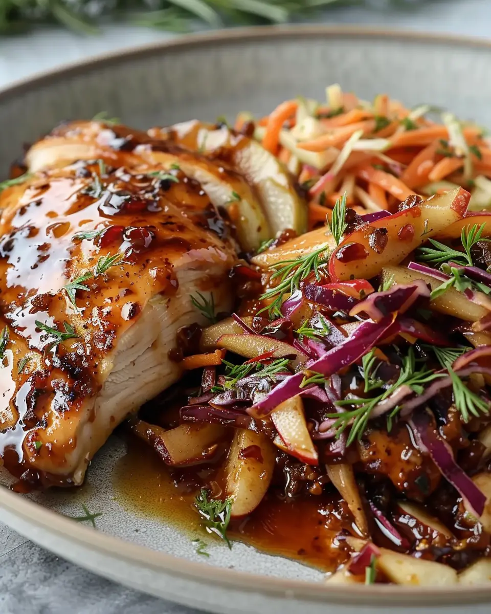 Sticky Apple Cider Chicken with Crisp Autumn Slaw: A Cozy Delight