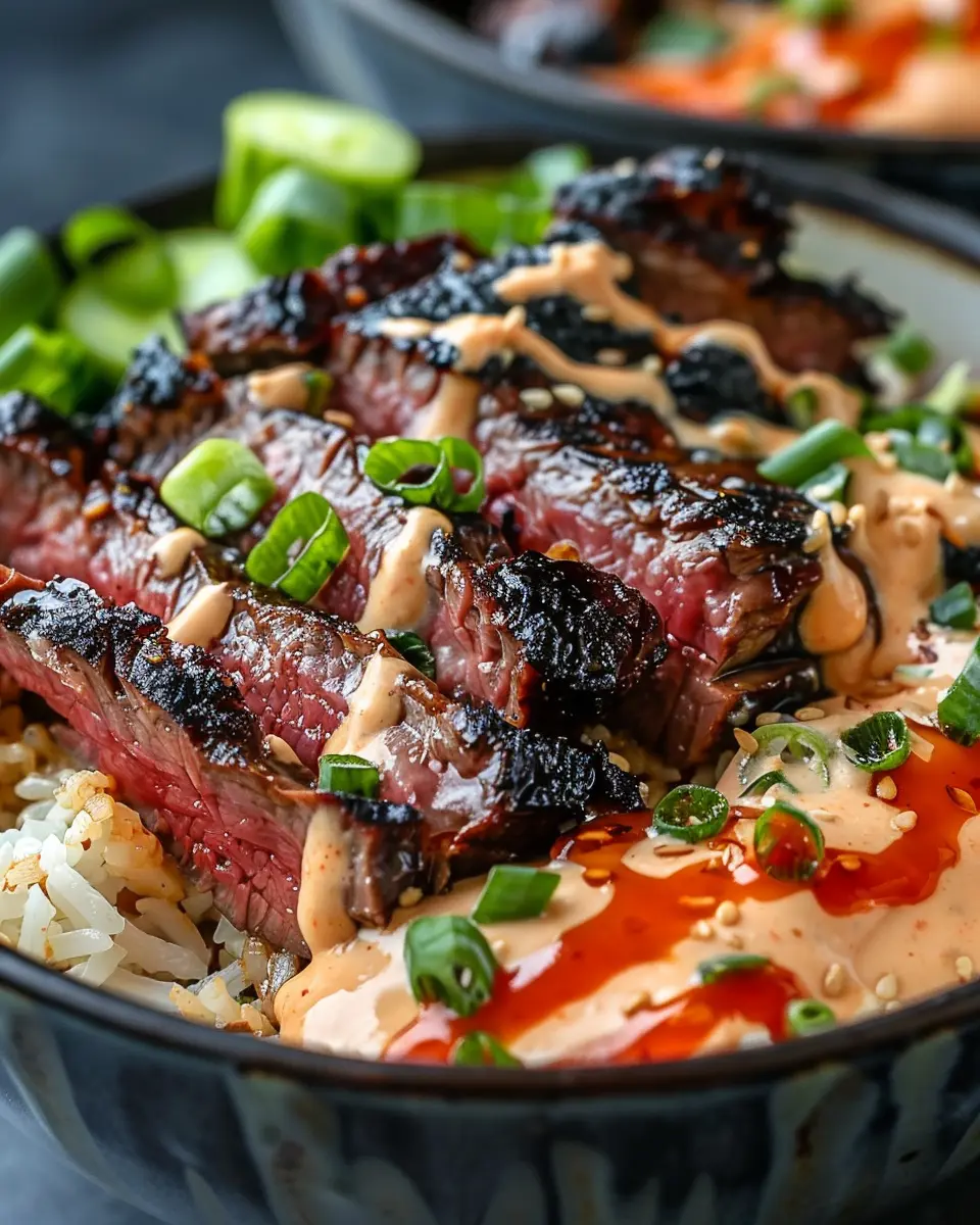 Korean BBQ Steak Rice Bowls with Spicy Cream Sauce: A Flavorful Twist