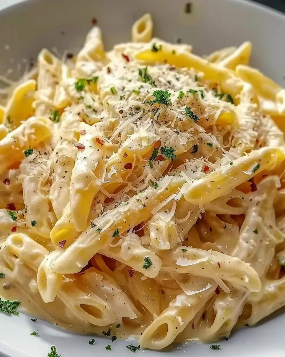 One Pot Creamy Garlic Pasta Ready in Just 20 Minutes with Turkey Bacon