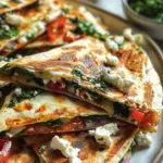 Mediterranean Quesadillas with Spinach, Feta, Mozzarella, and Red Onion
