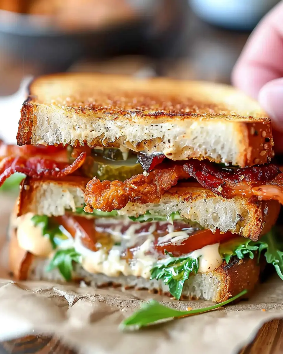 Crunchy Fried Green Tomato BLT Sandwich with Turkey Bacon Delight