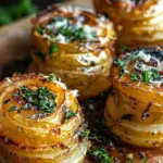 Roasted Garlic Parmesan Potato Stacks